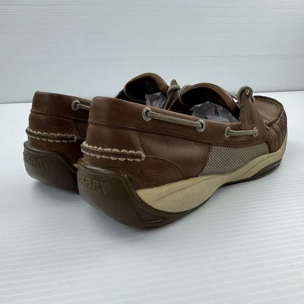 Sperry Top-Sider Men’s Leather Boat Shoes Brown Size 13 M Moc Toe Lace Up